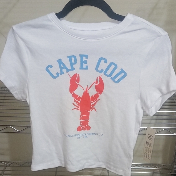 No Boundaries Other - No Boundaries White Tee with Red Lobster and Blue Cape Cod Text